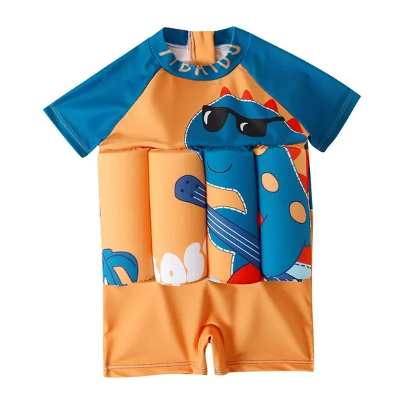Owordtank Toddler Boys One Piece Swimsuit Dinosaur Print Short Sleeve Bathing Suit 6M-4T