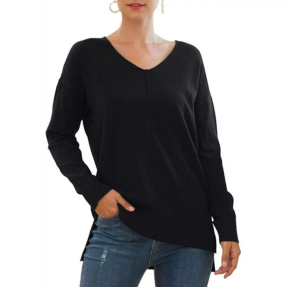 PPYOUNG Women's Casual Lightweight V Neck Knit Top Loose Pullover Sweater