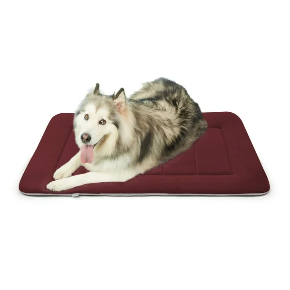 PROCIPE 47" Dog Bed Washable Kennel Pad Anti Slip Pet Crate Mat Burgundy