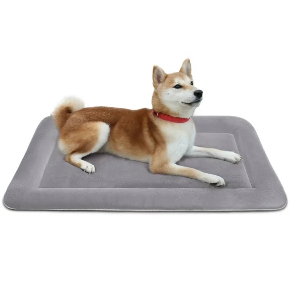 PROCIPE Large Dog Bed Crate Mat 35" Washable Pet Beds Anti-Slip Dog Kennel Pad Purple Grey