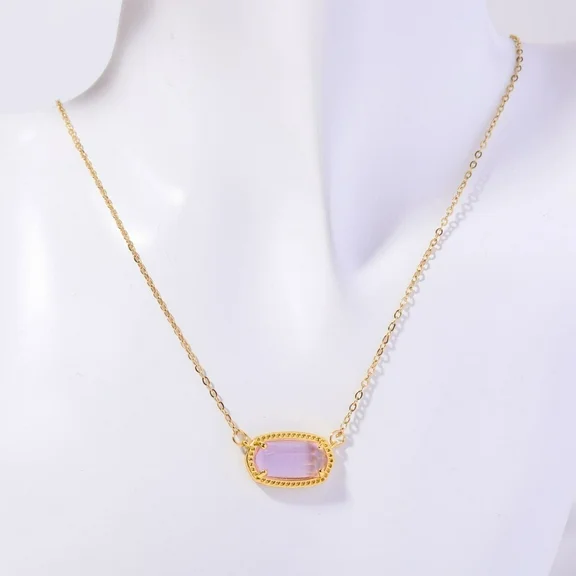 PYNZY Hexagon-shaped Amethyst Birthstone Crystal Necklace 18K Gold Plated Pendant Necklace for Women,Fashion Jewelry for Mother's Day