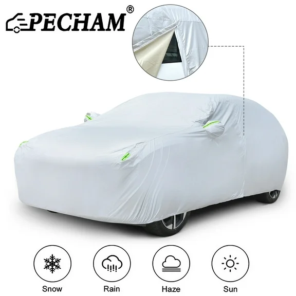 Pecham SUV Car Cover Waterproof with Side Door Zipper All Weather Upgraded UV Protective Vehicle Cover-201*79*73 inch