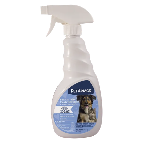 PetArmor Fast Act Plus Flea & Tick Spray for Dogs and Cats, 16 oz
