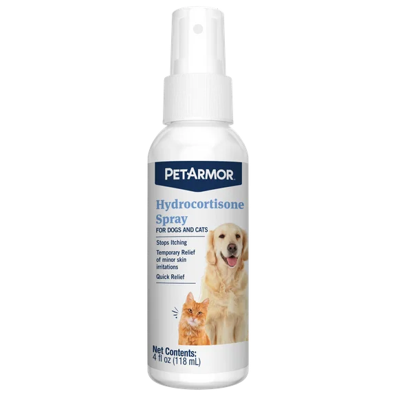 PetArmor Hydrocortisone Spray for Dogs & Cats, Temporary Relief of Minor Skin Irritations, 4oz