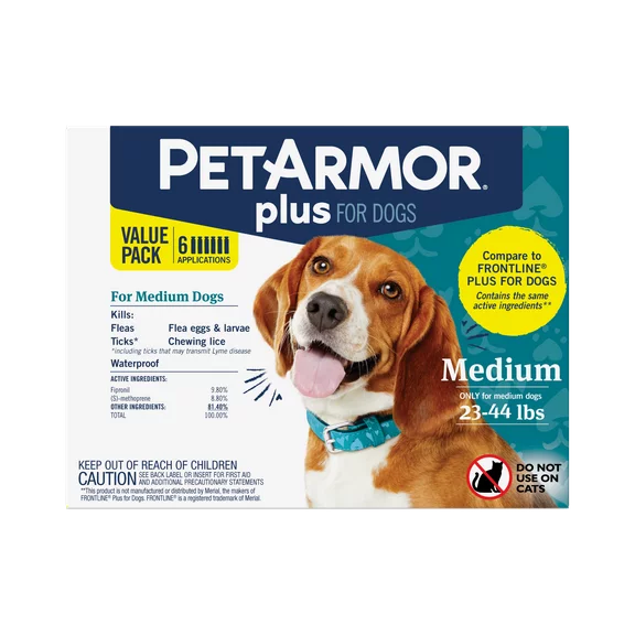 PetArmor Plus Flea & Tick Prevention for Medium Dogs 23-44 lbs, 6-Month Supply