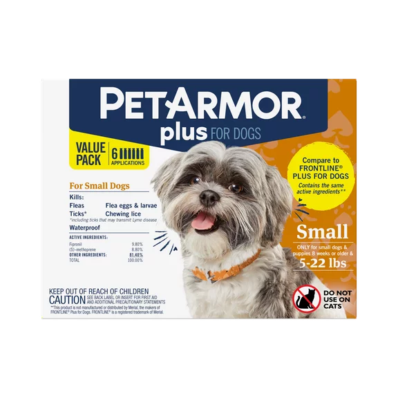 PetArmor Plus Flea & Tick Prevention for Small Dogs 5-22 lbs, 6-Month Supply