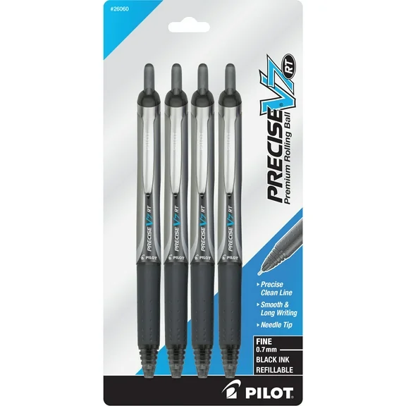 Pilot Precise V7 Stick Pens, Fine Point, Black Ink, 4 Pack, 17510765