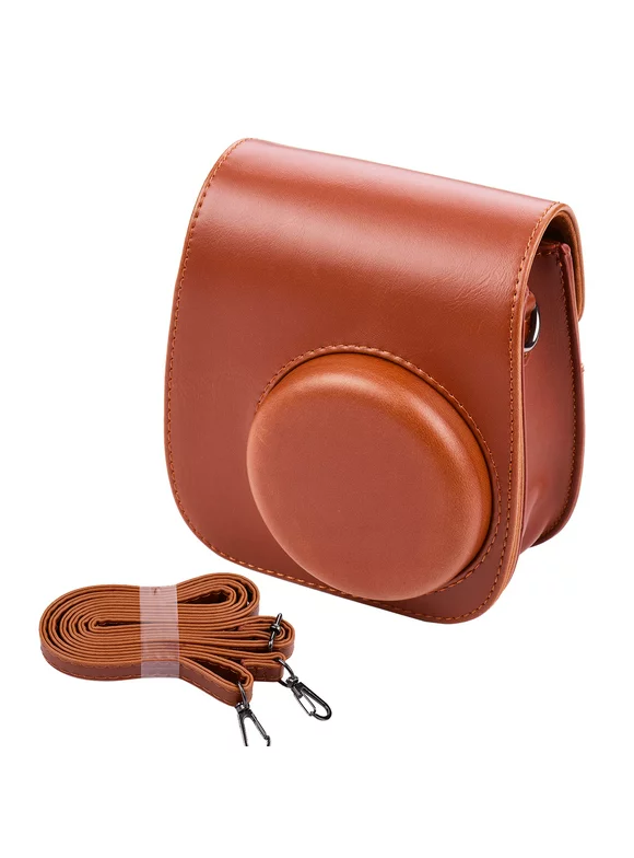Portable Instant Camera Case Bag Holder PU Leather with Shoulder Strap Compatible with Fujifilm F