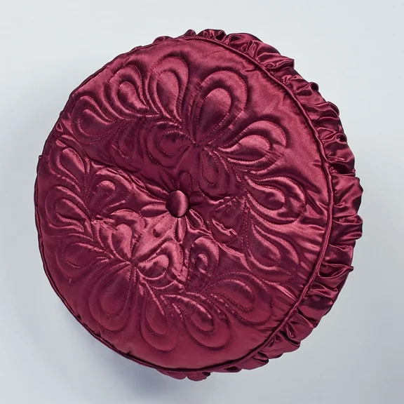 Prima Quilted Bedding and Accent Pillows Available in 5 Gemtone Colors to Mix and Match Ruby Pillow Quilted Round 14 Inches Diameter