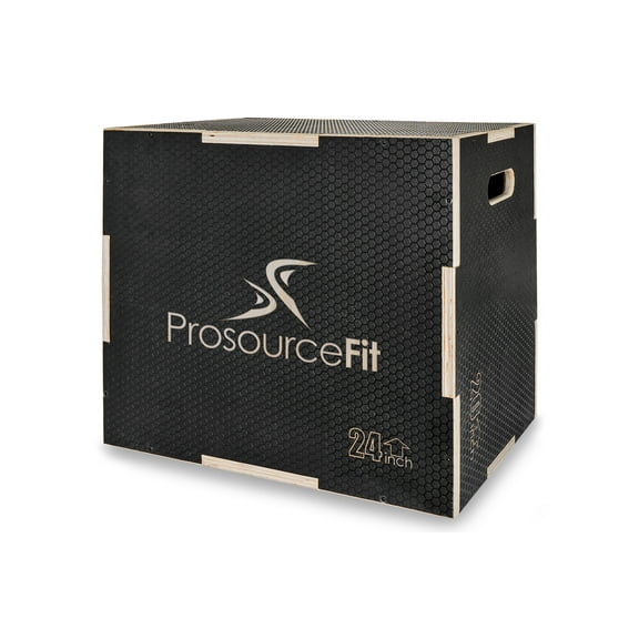 ProsourceFit 3-in-1 Wood Power Grip Plyometric Box, 30"L x 20"W x 24"H