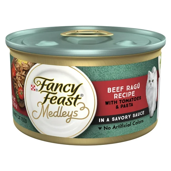 Purina Fancy Feast Medleys Wet Cat Food Beef Ragu, 3 oz Trays (24 Pack)