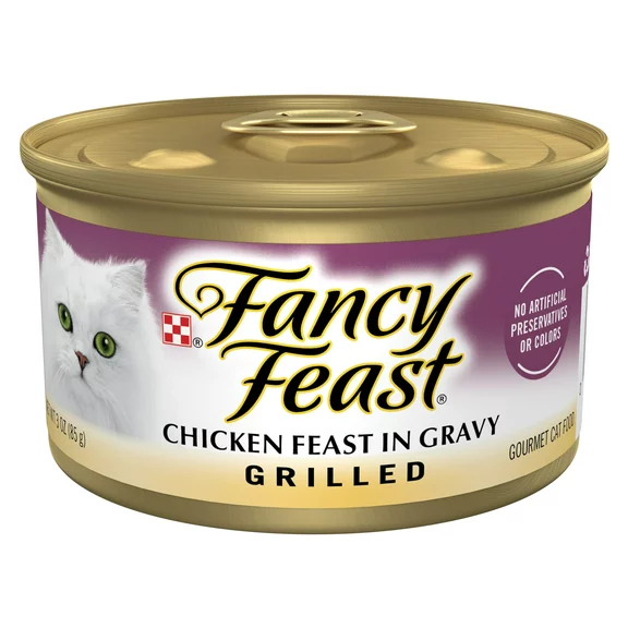 Purina Fancy Feast Wet Cat Food for Adult Cats Grilled Chicken, 3 oz Cans (24 Pack)