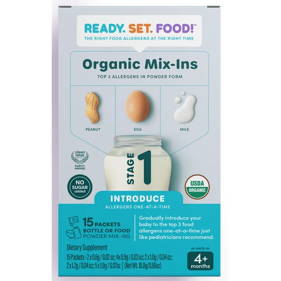Ready, Set, Food! Early Allergen Introduction Mix-Ins, 4+ Months, Stage 1 15 Day, Unflavored