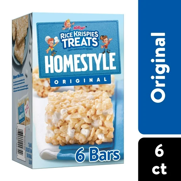 Rice Krispies Treats Homestyle Original Chewy Crispy Marshmallow Squares, Ready-to-Eat, 6.98 oz, 6 Count