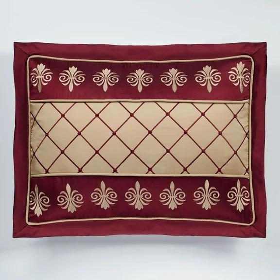 Roman Empire Collection - Gold Burgundy - Tailored Sham - Decorative Pillow for Elegant Bedding Ensemble - Embroidered Design - Luxury Pillows for Royalty Bedroom Sham Tailored King