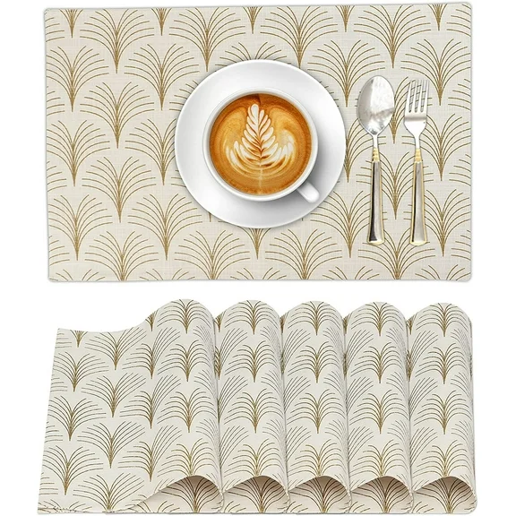 Ruvanti Placemats 100% Cotton 13x19 inch, Dining Table Placemats Set of 6, Modern Place Mats for Dining Table Décor, Kitchen & Table Linens, Coffee Mat for Christmas Dinners – Luminous