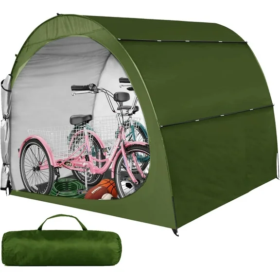 SLSY Oversized Bike Storage Tent for 6 Bikes, 6.5' x 5.3'x 5.3' Waterproof Heavy Duty Bike Cover w/ Bag, Portable Shed Cover for Bikes, Lawn Mower, Garden Tools