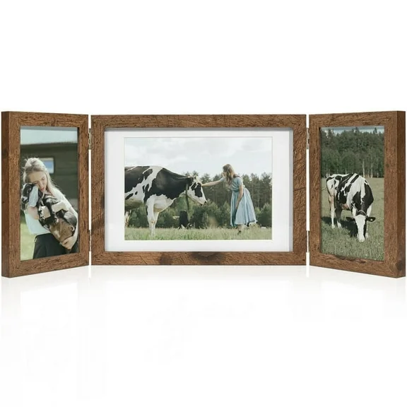 SUMGAR 5x7 Picture Frame，4x6 Brown 3 Opening Multiple Picture Collage Photo Frame Wall Hanging or Tabletop Display, Gifts for Mother's Day Grandparents Mom Family Friends