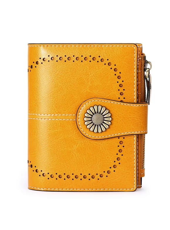 Sendefn Small Women Wallet Genuine Leather Bifold Purse RFID Blocking Card Holder