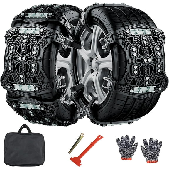 Slsy 6 Pack Snow Chains, Emergency Anti Slip Tire Chains, TPU Snow Chains for Trucks/SUV/ATV Winter Security Chains,Tire Width 6.5-10.8"/165-275mm