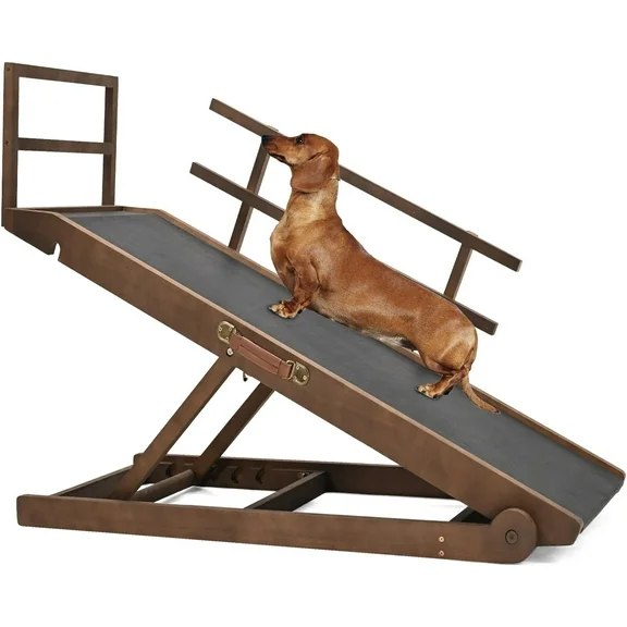 Slsy Dog Ramp with Side Rails, 5 Level Adjustable 15.7'' to 23.6'', Folding Pet Ramp for Middle Bed, Couch,SUV, for Small & Large Old Dogs & Cats,Supports up to 200 lbs, 45.2" Long