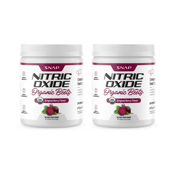 Snap Supplements Beet Root Organic Nitric Oxide Powder with Amino Acids, Cardio Health Support and Natural Energy, 250g, 2-Pack