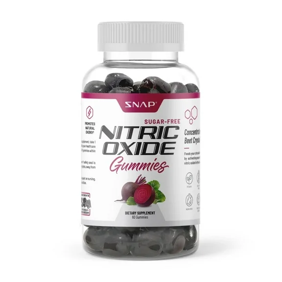 Snap Supplements Nitric Oxide Gummies, Beet Root Gummy Supplement, Natural Energy Boost, Sugar-Free, 60 Count