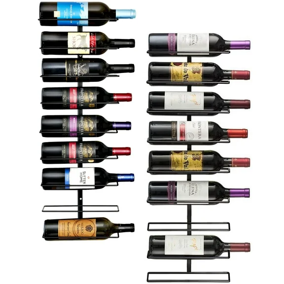 Sorbus Wall Mount Wine Rack - 2-Pack: Multi Level Wine Holder - Fits 18 Wine Bottles