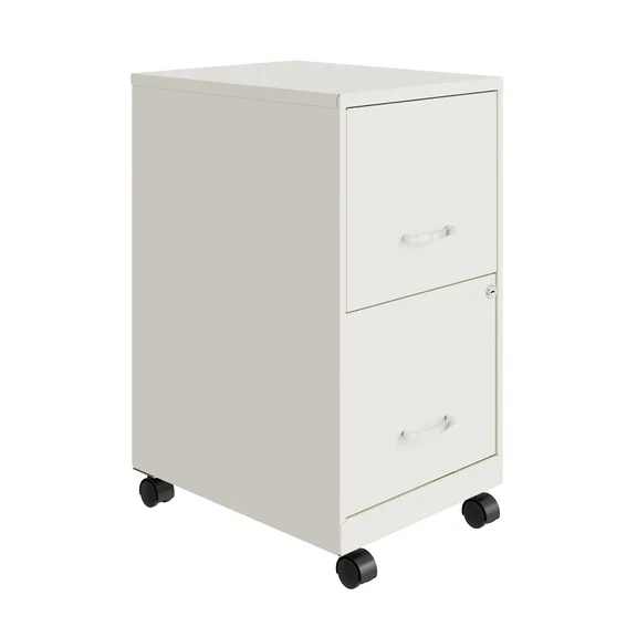 Space Solutions 18" 2 Drawer Mobile Smart Vertical File Cabinet in Pearl White