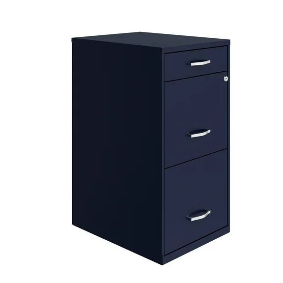 Space Solutions 18" Deep 3 Drawer Metal Organizer File Cabinet in Navy