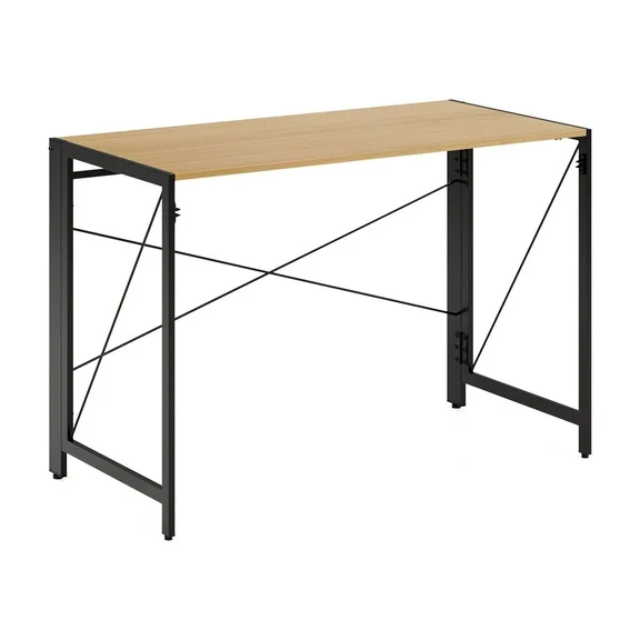 Space Solutions 43 inch Folding Home Office Desk for Home or Office, Black/Teak