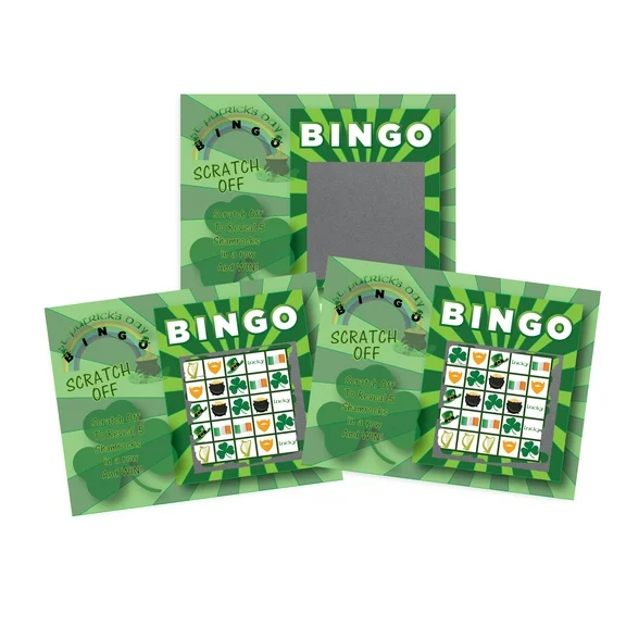 St. Patrick's Day BINGO Scratch Off Game Card - 26 Cards - 24 Sorry/2 Winner