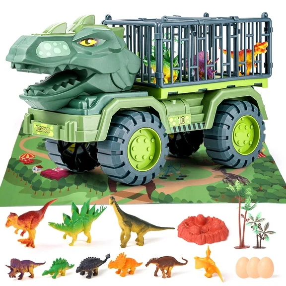 Super Joy Dinosaur Truck Toys for Kids, Dino Transportor Car Carrier Truck Toy with Dinosaurs & Activity Play Mat, Dinosaur Play Set Birthday Gift for Boys Girls