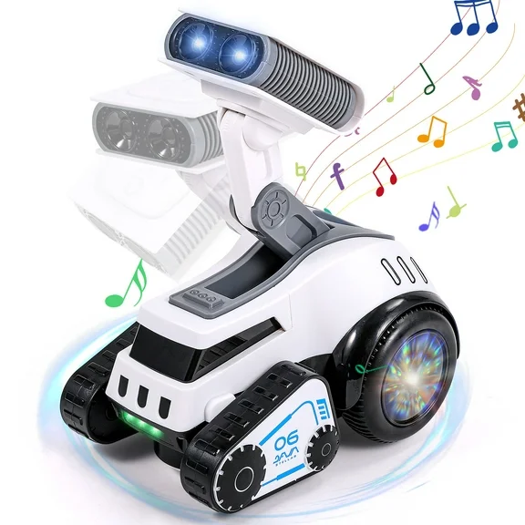 Super Joy Moon Rocket Rob-E Electronic Robot, Dances, Plays Music and Songs, LED Eyes, Volume Adjust, Lifts and Rotates, Birthday Christmas Gift for Kids White