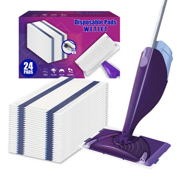 Swiffer WetJet Mopping Pads Refills 24 pcs for Swiffer Wet Jet Mop Superior Absorption, Suitable for All Hard Surfaces