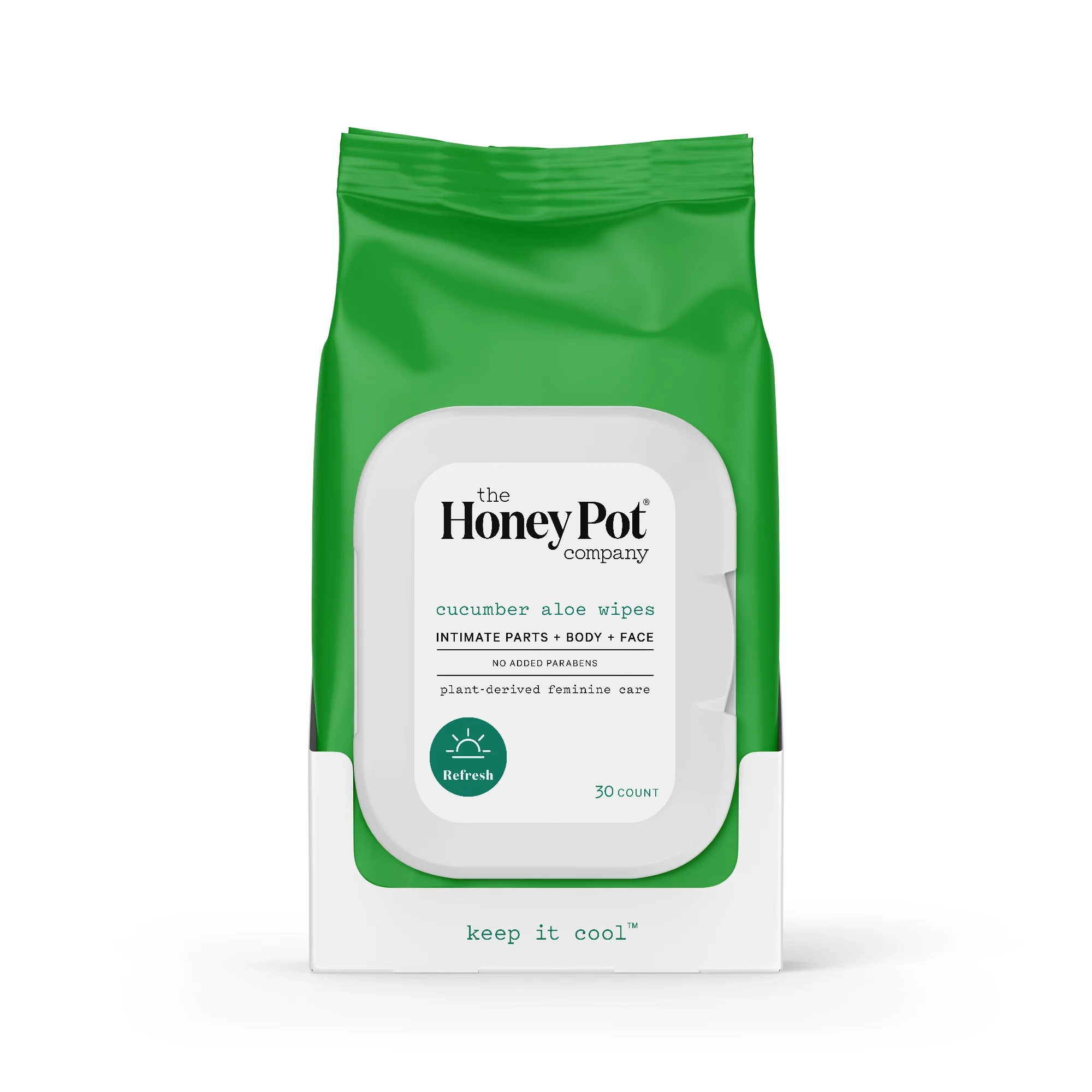 The Honey Pot Company, Cucumber Aloe Feminine Cleansing Wipes, Intimate Parts, Body or Face, 30 ct
