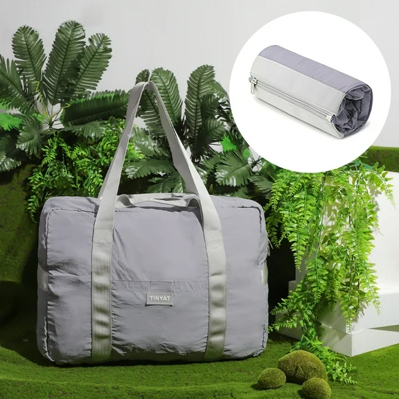 Tinyat Women Foldable Travel Duffel Bag Lightness Men Large-capacity Handbag skin-friendly clothing material