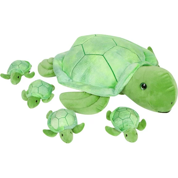 Turtle Stuffed Animals for Girls Ages 3 4 5 6 7 8 Years; Stuffed Mommy Turtle with 4