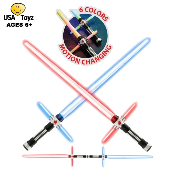 USA Toyz 2 in 1 Crossbeam Galaxy Multicolor LED Costume Accessory Swords (Unisex)