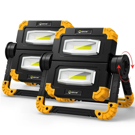 Uarter LED Work Lights Rechargeable Magnetic Base 360°Rotation Folding Outdoor Camping Light 2 Pack