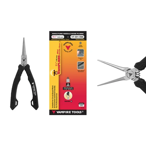 VAMPLIERS VT-001-5NN by Vampire Tools, 5.5" Needle Nose Pliers - Mini, ESD Safe, Made in Japan