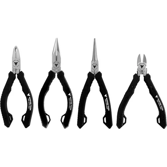 VAMPLIERS VT-001-S4D 4-Piece Electronic Repair 5" Mini Pliers Set. Includes: Screw Extraction Mini Pliers, Needle Nose, Mini Long Nose Pliers, and Mini Nippers