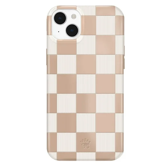 Velvet Caviar iPhone 14 Case MagSafe Compatible - Cute Protective Phone Cases for Women - Nude Checkered