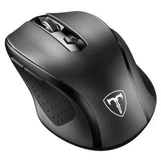 VicTsing MM057 2.4G Wireless Portable Mobile Mouse Optical Mice with USB Receiver, 5 Adjustable DPI Levels, 6 Buttons for Notebook, PC, Computer - Black