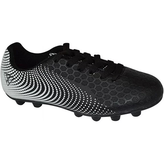 Vizari Stealth Adult Firm Ground (FG) Cleat, Black/White Size- 8
