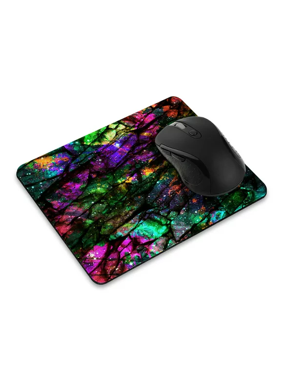 WIRESTER Rectangle Standard Mouse Pad, Non-Slip Mouse Pad for Home, Office, and Gaming Desk, Purple Green Galaxy Marble