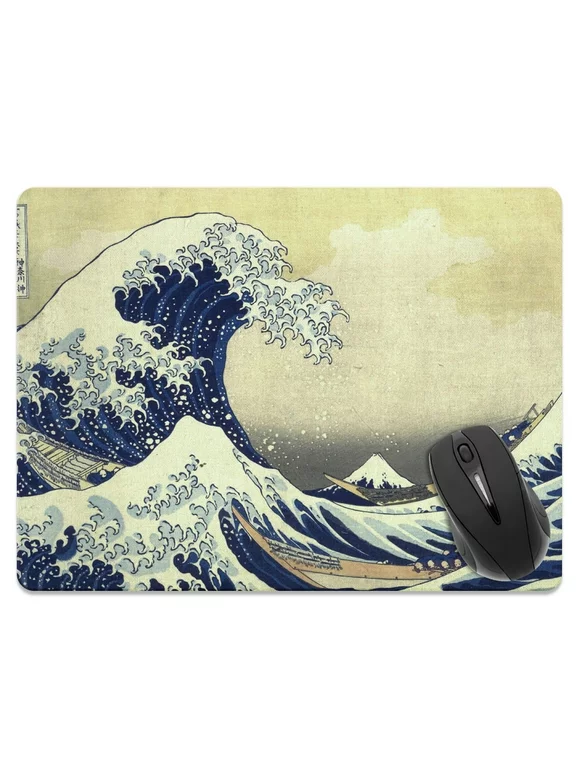 WIRESTER Super Size Rectangle Mouse Pad, Non-Slip X-Large Mouse Pad for Home, Office, and Gaming Desk - The Great Wave Off Kanagawa