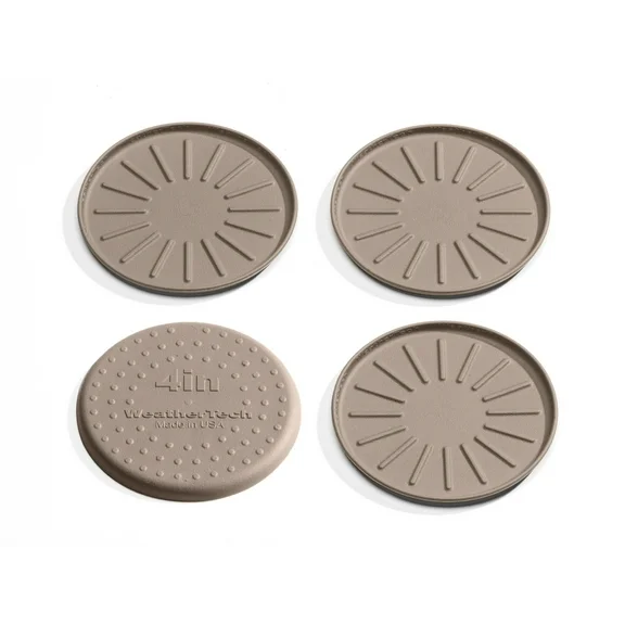 WeatherTech 4" Drink Coasters for Home Surfaces, Anti-Skid, No-Slip knibs - Set of 4, Tan - (8A4CSTTN)