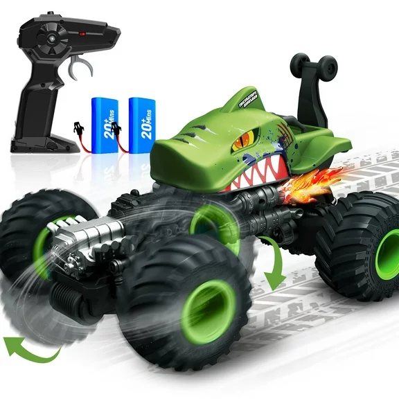 Wisairt Remote Control Monster Truck,1:14 4WD Remote Control Toys 360 Degress Rotation Shark RC Car for Kids boys girls Age 3 4 5 6 8-12 Birthday Christmas Gifts(Green)