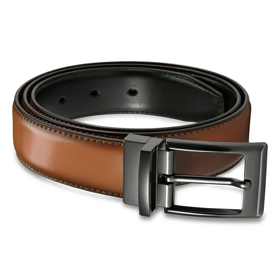 YOETEY Leather Reversible Belt for Men - Dress Casual Belt 1 1/4" - Double Style, Singular Elegance